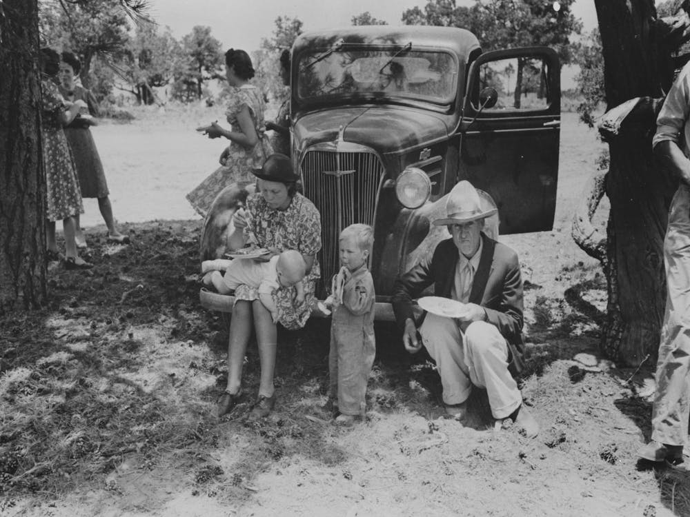 Farm Folks Eating Dinner At The All Day Community Sing, Pie Town, New Mexico By Russell Lee