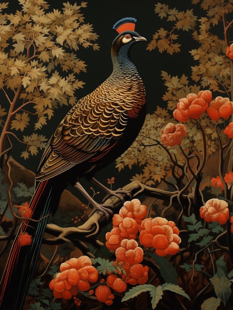 Dark And Moody Botanical Pheasant 6