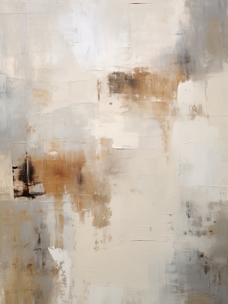 Beige And Brown Abstract Raw Painting 1