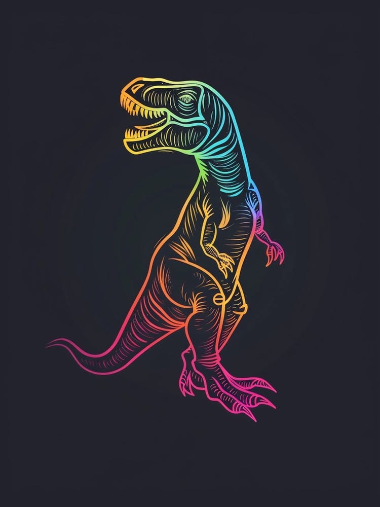 Neon Miniamlist Dinosaur
