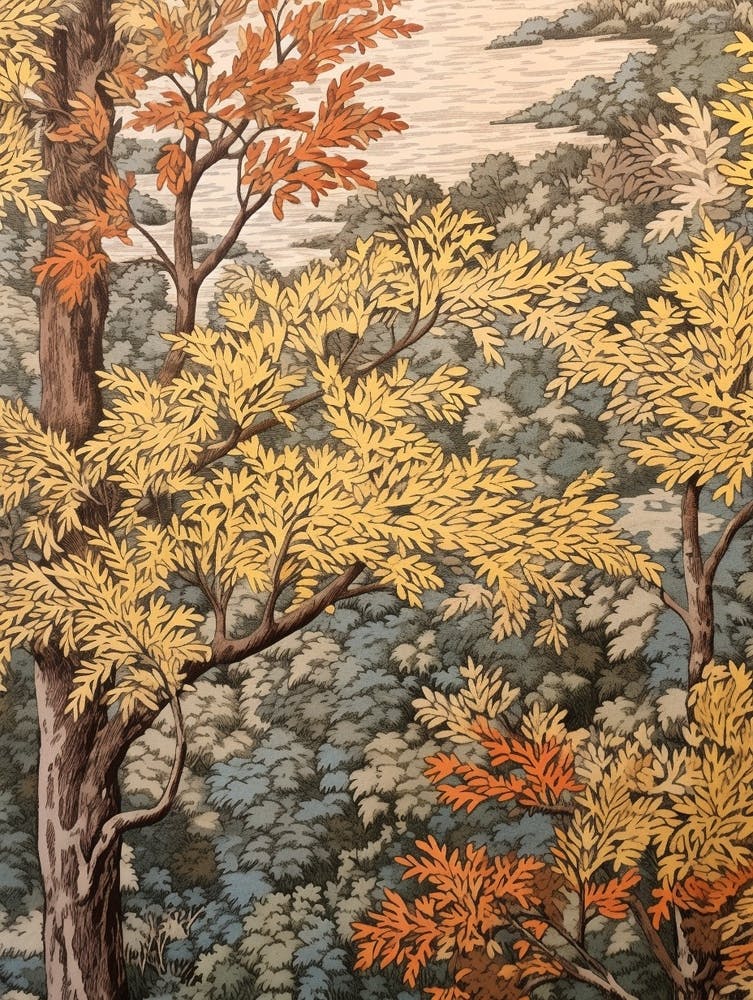 Slippery Elm 2 Vintage Autumn Tree Print 
