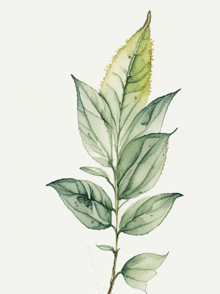 Pineapple Sage Leaf Minimalist Watercolour