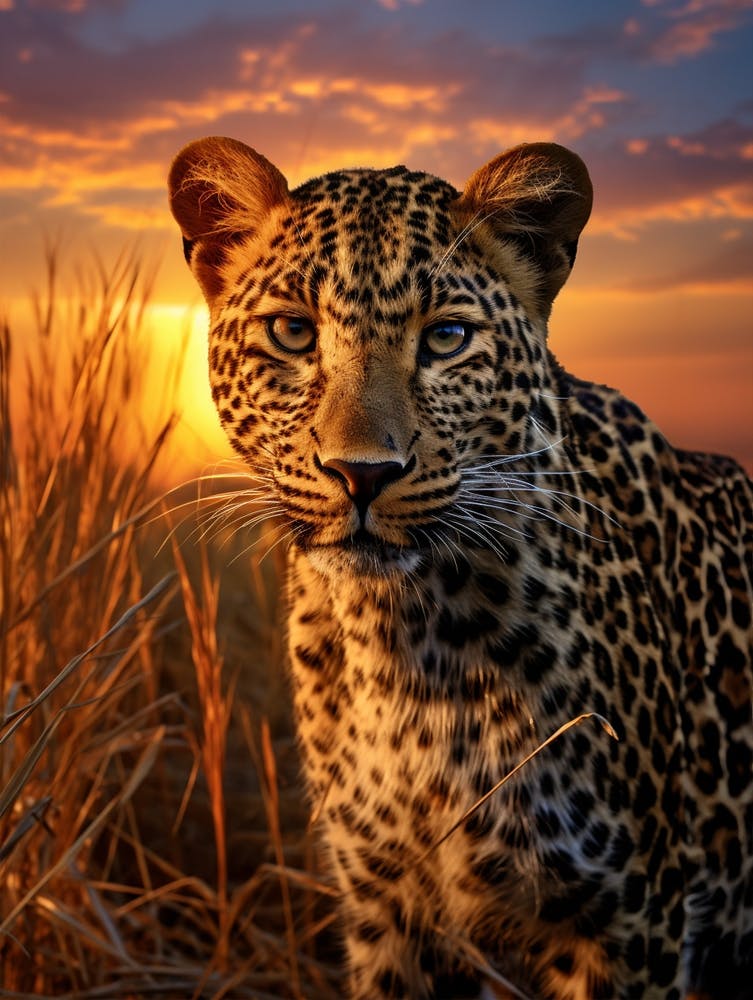 African Leopard Sunset Portrait 4