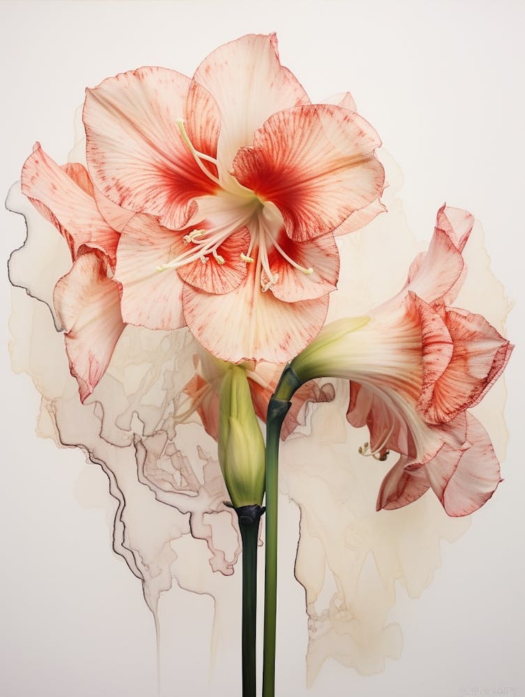 Pressed Flower Botanical Art Amaryllis 1