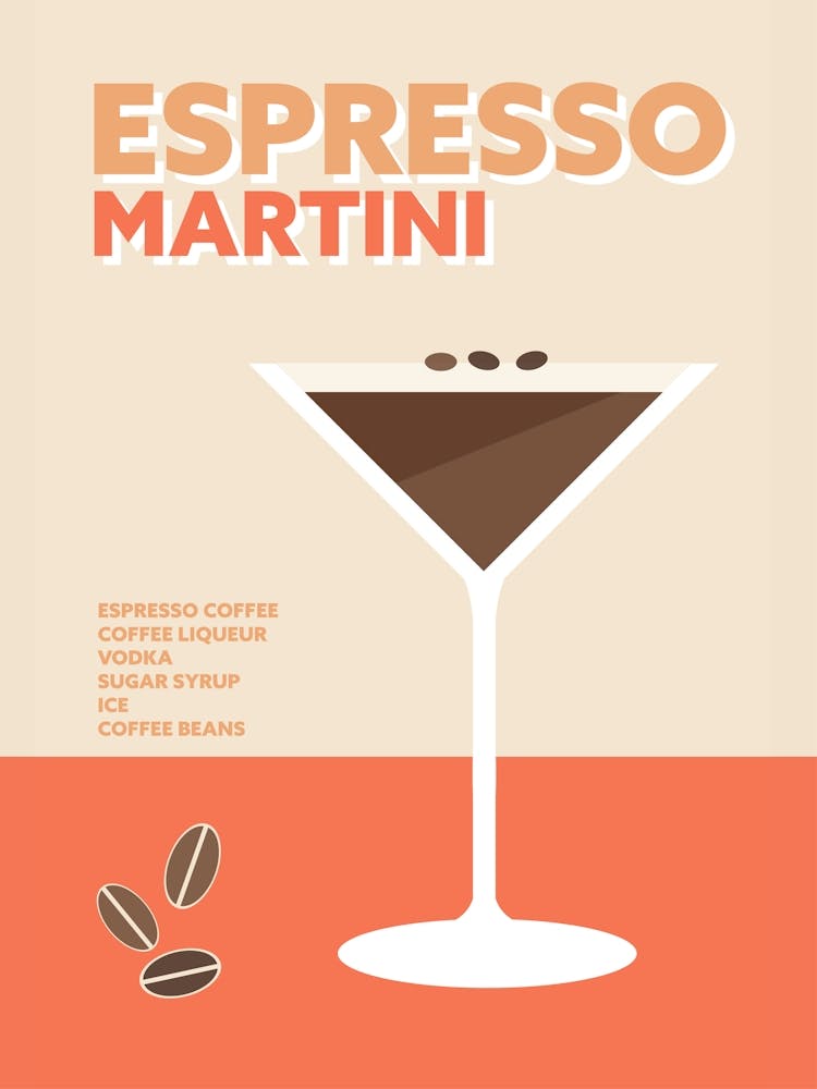 Espresso Martini Cocktail Colourful Coffee Wall Art
