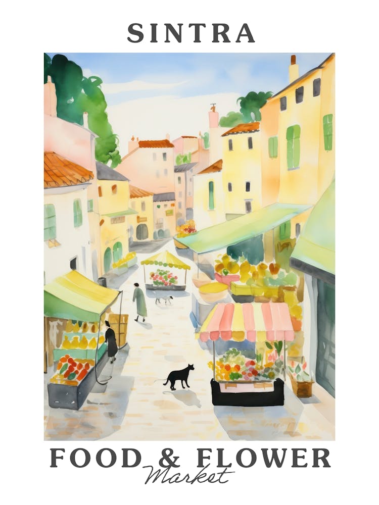 Food Market With Cats In Sintra 1 Poster
