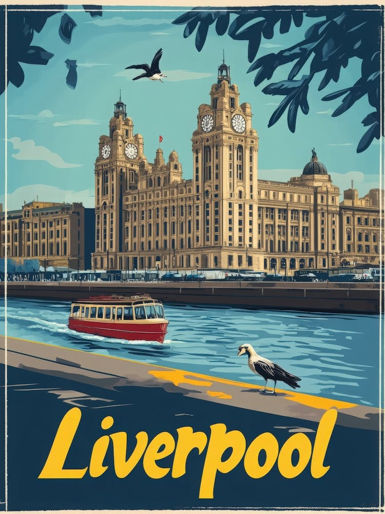 Aihrgdesign A Vintage Travel Poster Of Liverpool Featuring Th 670aaf51 4c43 429e 97ee E019a3ab3ad2 1