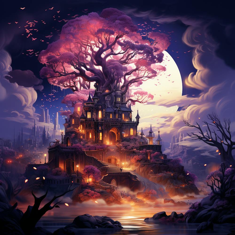 Tree Castle In The Moonlight