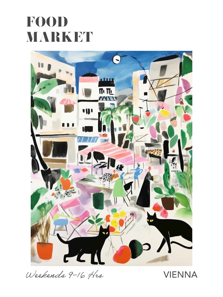 The Food Market In Vienna 3 Illustration Poster