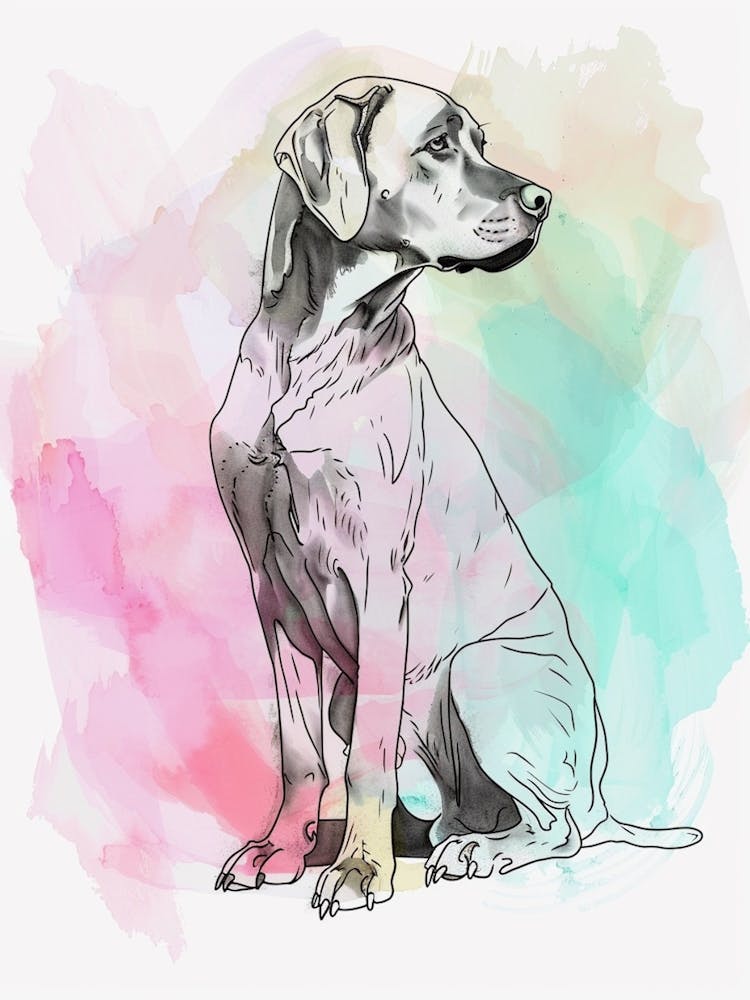 Vizsla Dog Pastel Line Painting 3