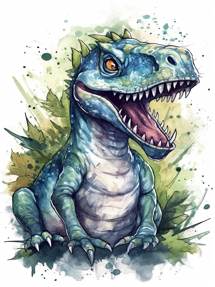 Indominus Rex Süßer Dinosaurier Aquarell 2