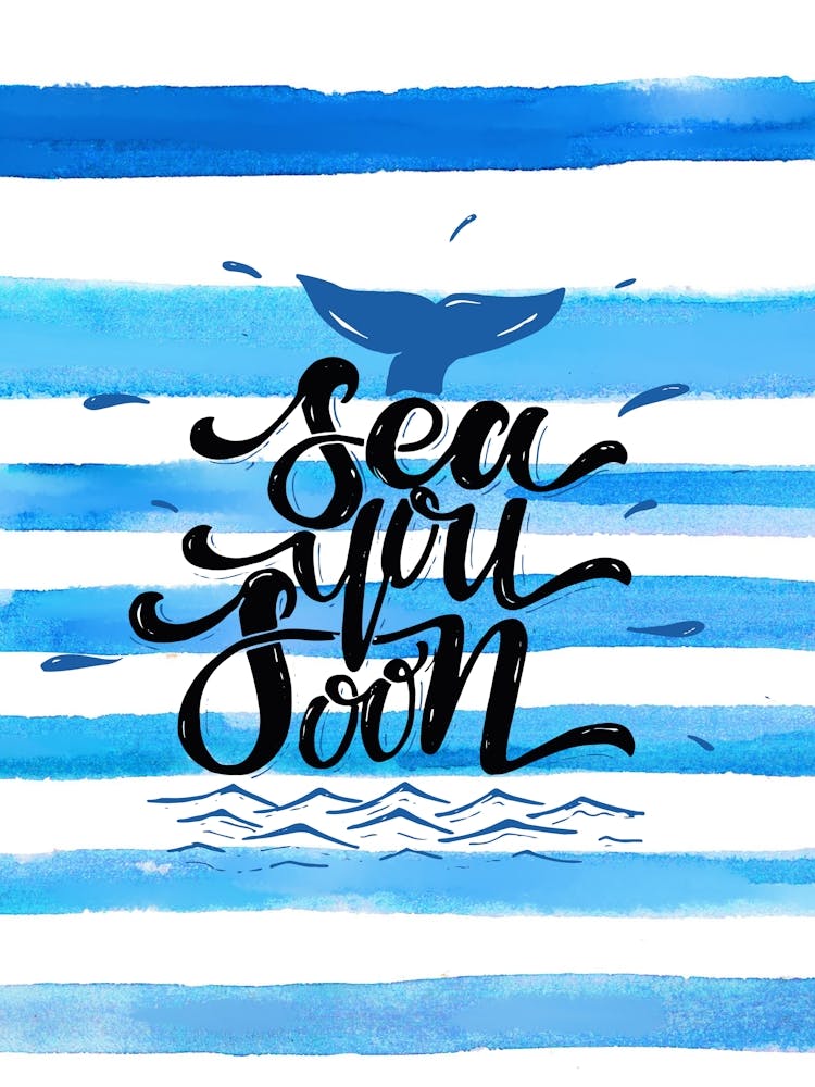 Sea you soon - travel poster, vector art, positive tropical motivation 5