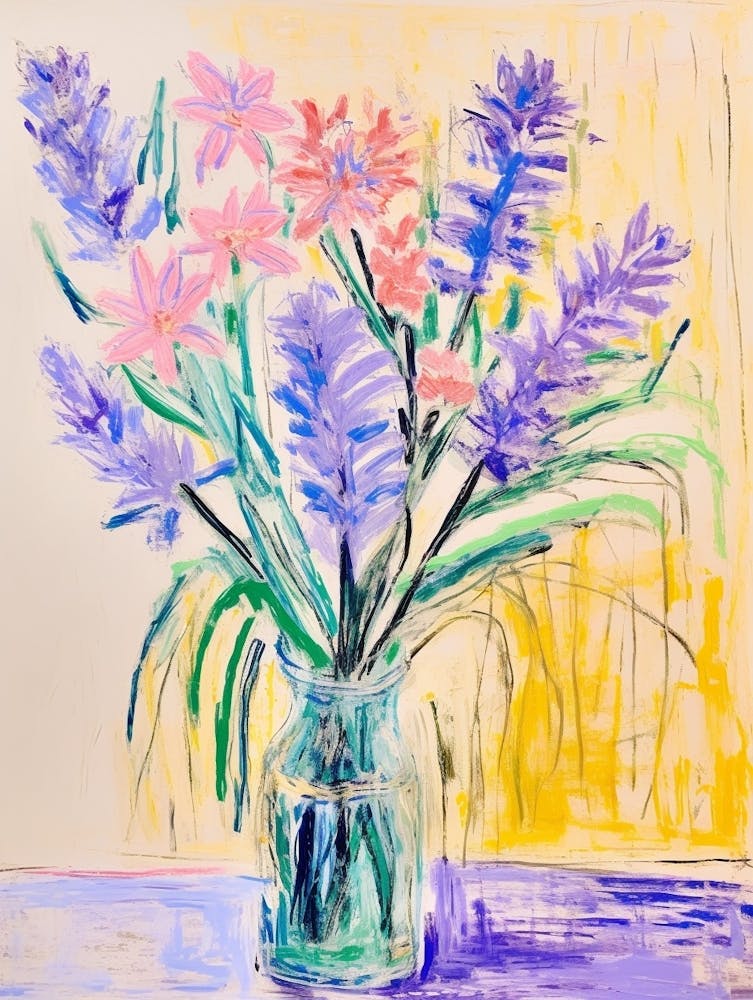 Flower Painting Fauvist Style Lavender 2