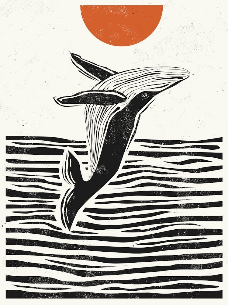 Whale Linocut 1