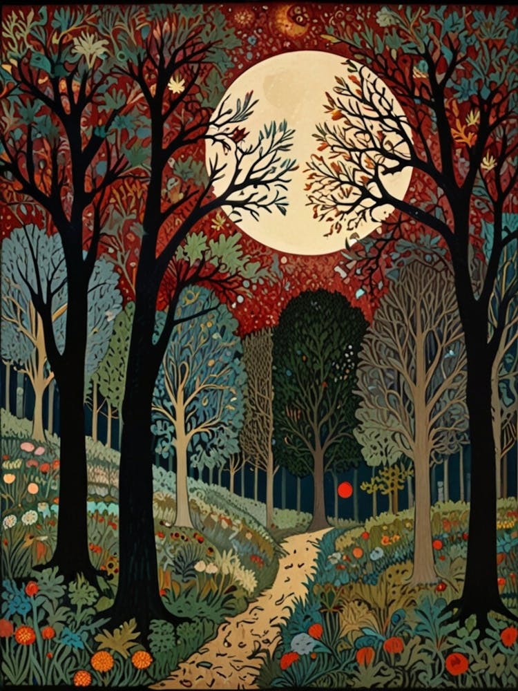 William Morris Moonlight In The Woods 135
