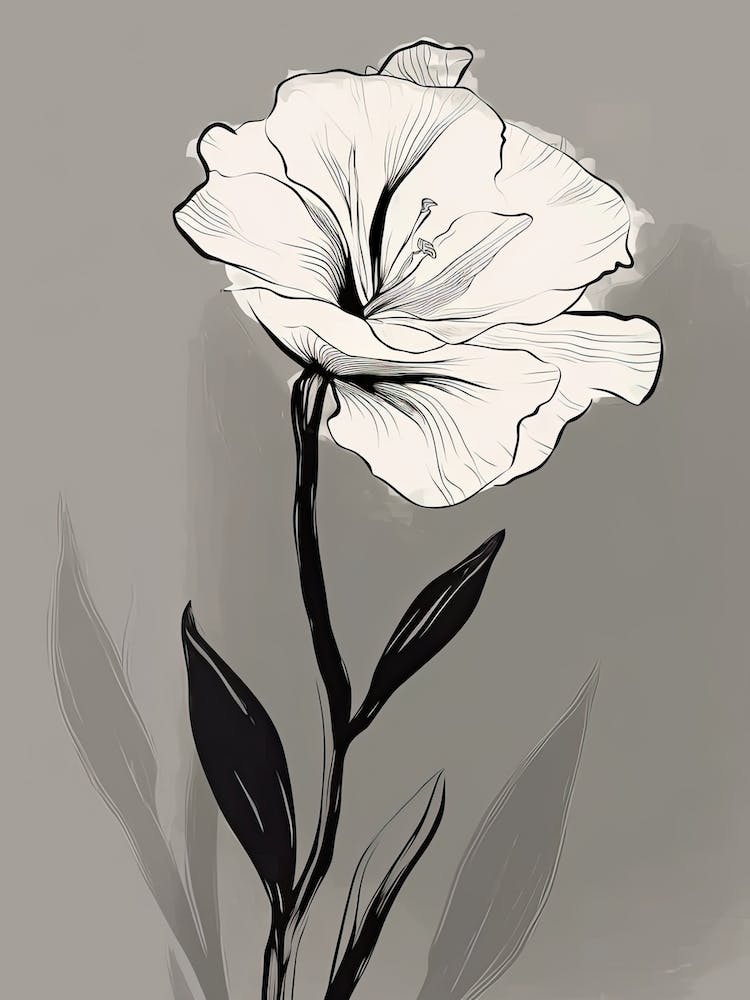 Gladioli Line Art Flowers Illustration Neutral 12