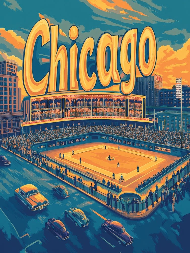 Aihrgdesign Ein Retro-Reiseposter für Chicago mit dem H 0c5f732c 6619 4d74 8b49 044abfd9d591 1