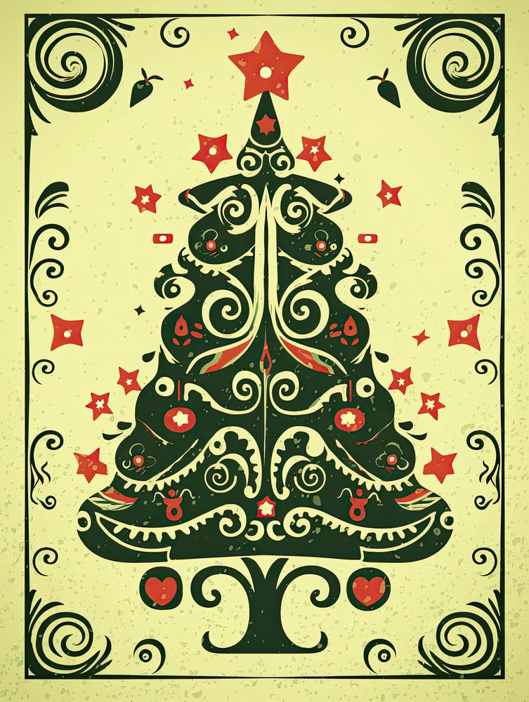 Christmas Tree, Vintage Postcard