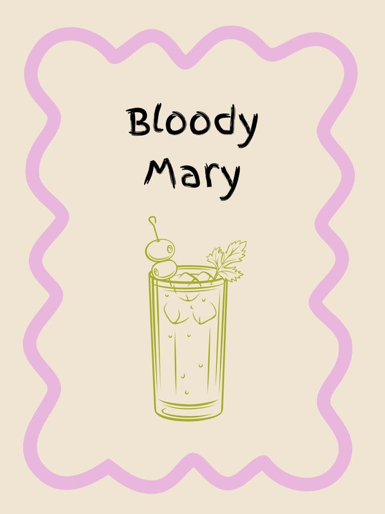 Bloody Mary Doodle Poster Lilac & Green