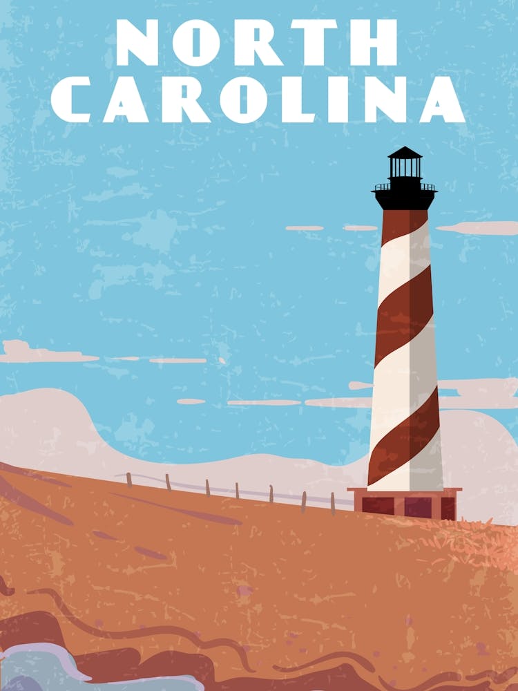 North Carolina, USA — Retro-Reise-Minimalismus-Poster