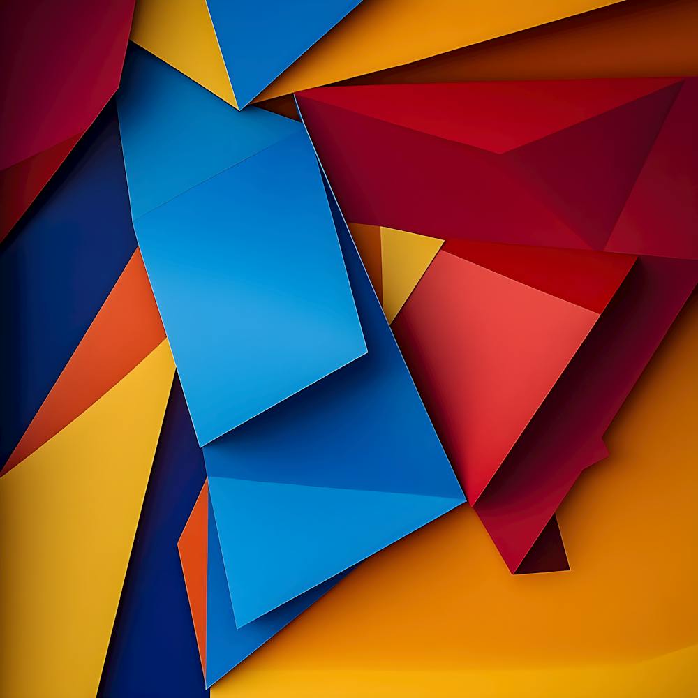 Modern Abstract Geometric Artwork – Vibrant 3d Paper Design With Bold Colors