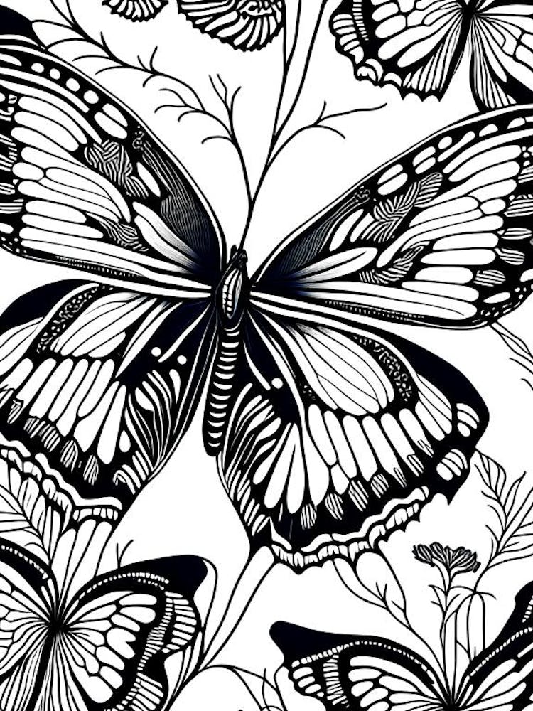 Papillon Machaon Noir Inspiré par William Morris 2