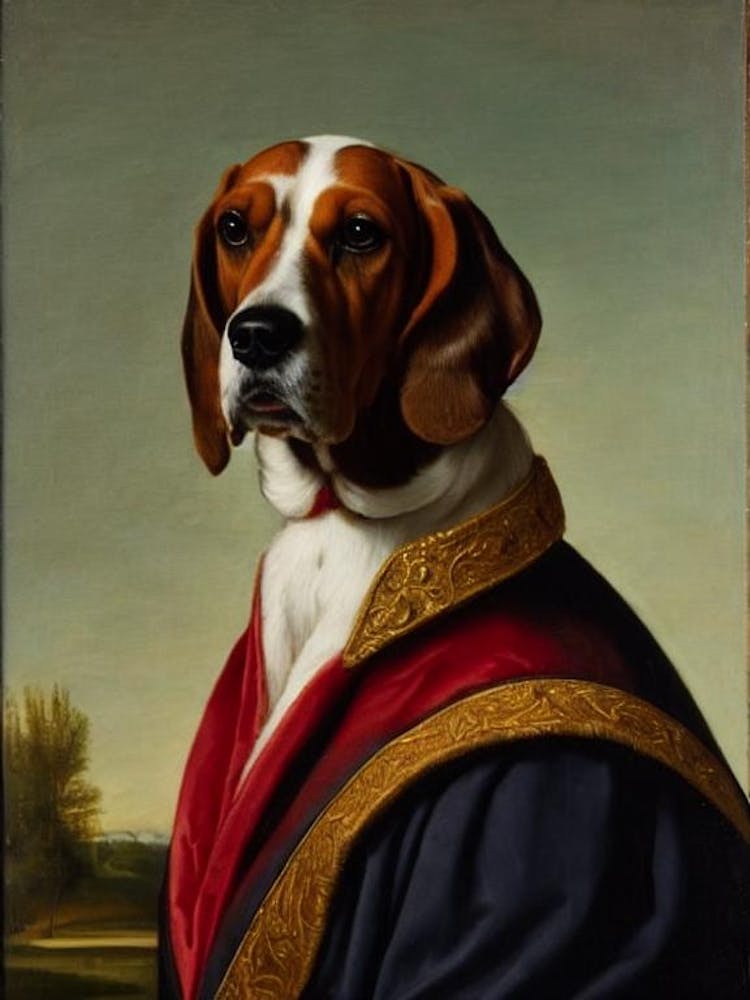 Basset Hound Renaissance Portrait Oil Painting