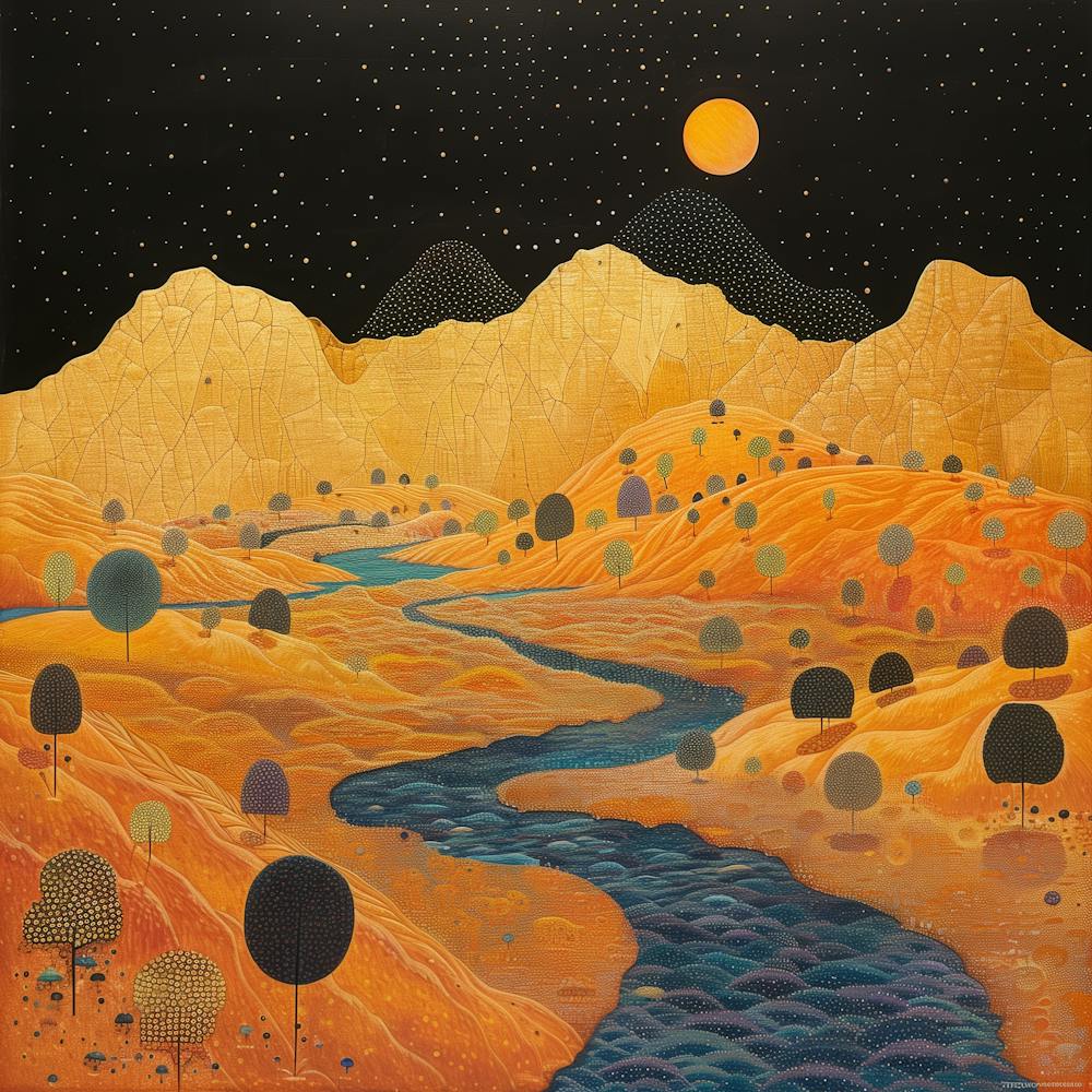 Yayoi Kusama Inspired Landscape in Earth Tones