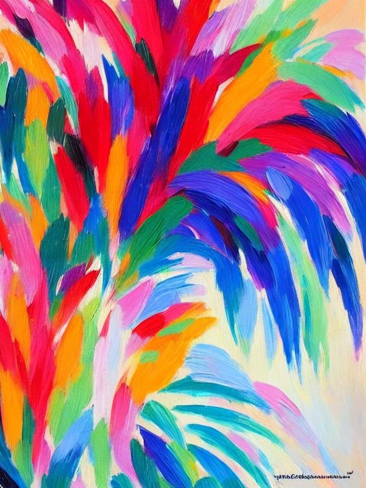 Feather Palm tree Abstract Block Colour