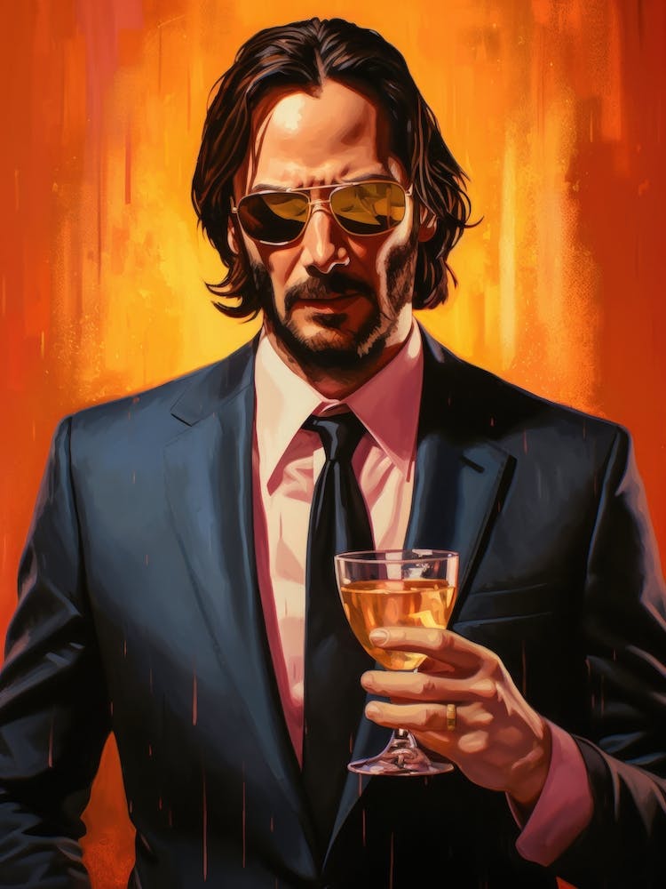 John Wick with a Drink Art