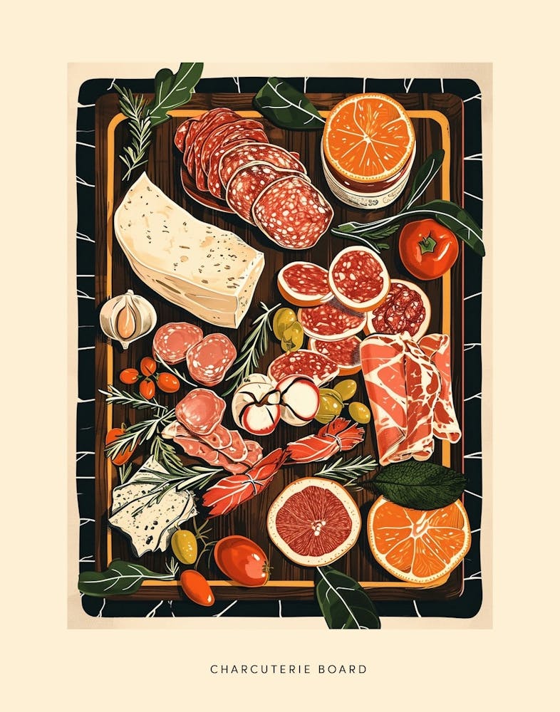 Charcuterie Board Art Deco Poster 2