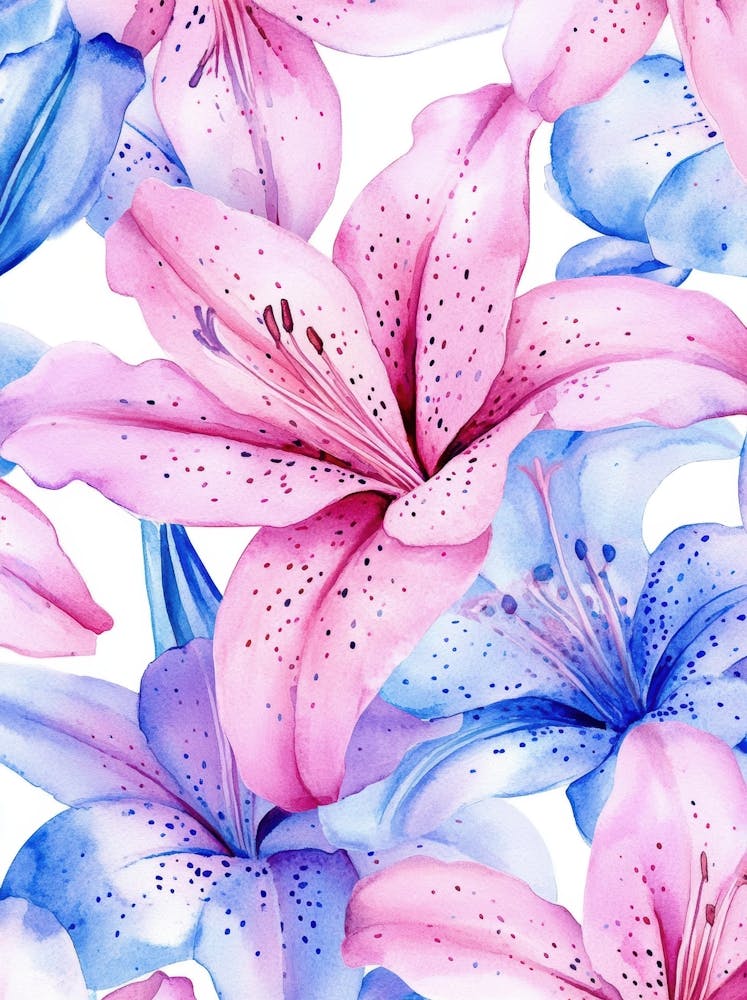 Watercolor Lily Seamless Pattern