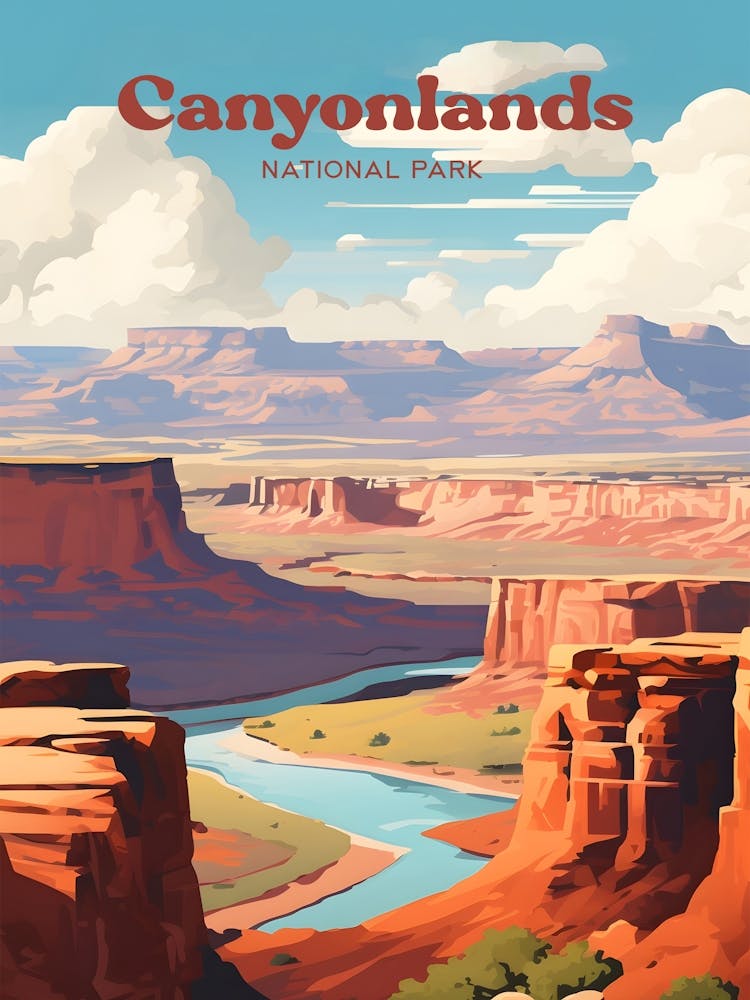 Canyonlands National Park Utah Hiking Modern Travel Illustration