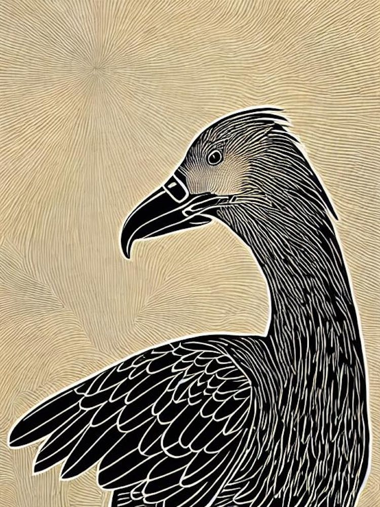 California Condor 2 Linocut Bird