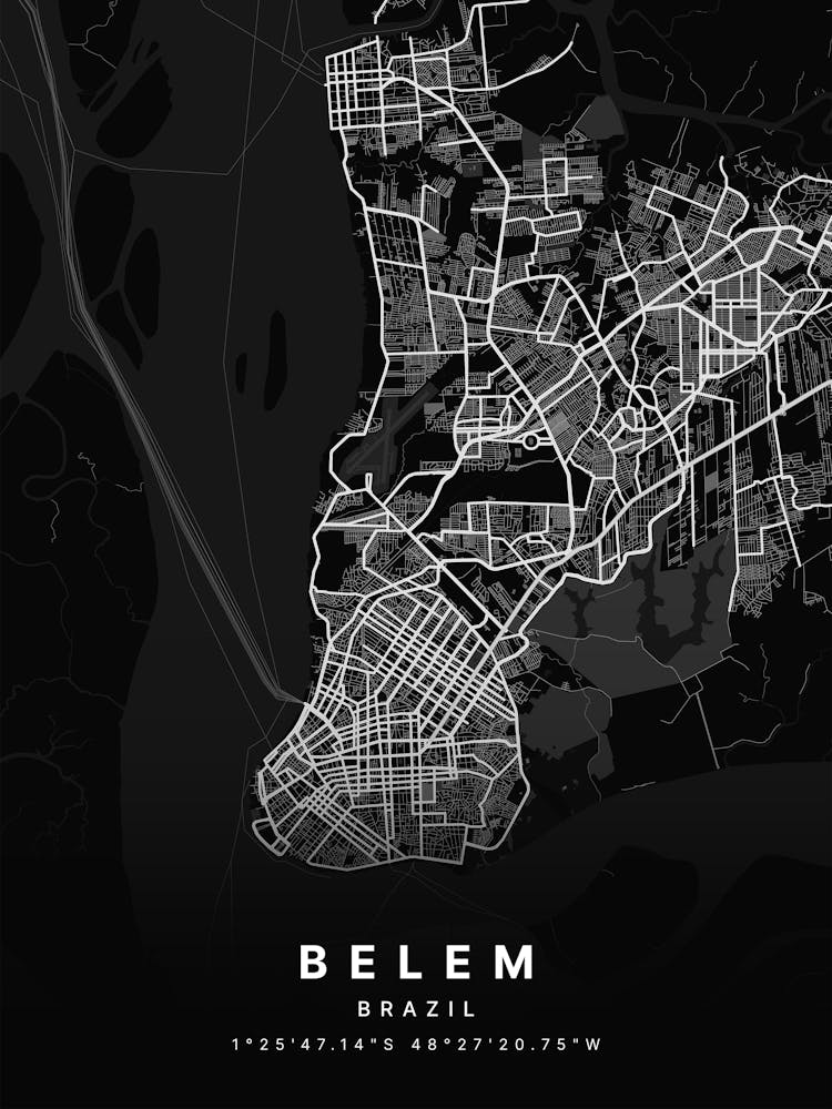 Belem Brazil Black Map 1
