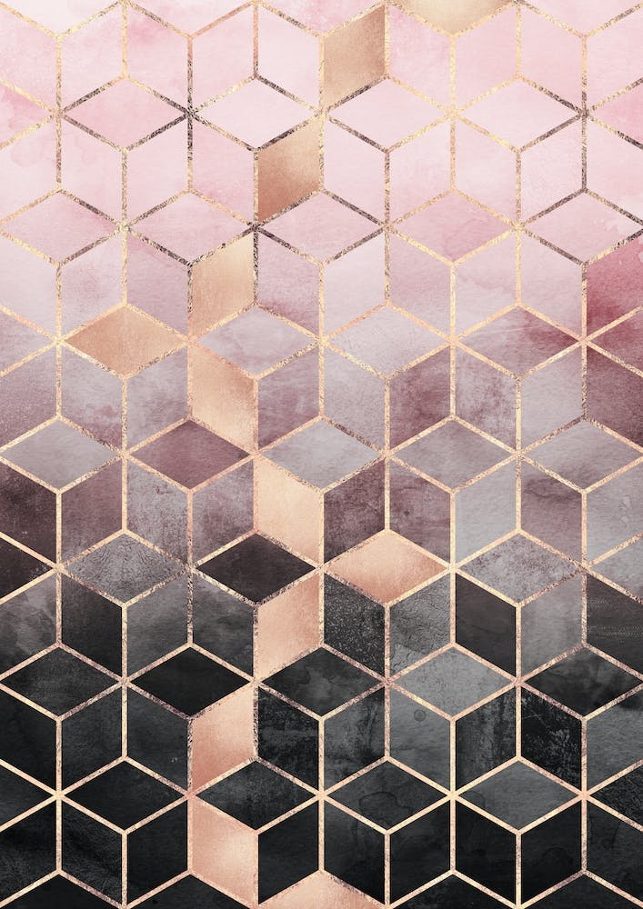 Pink and Grey Gradient Cubes