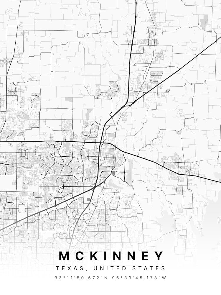 McKinney Texas USA White Map