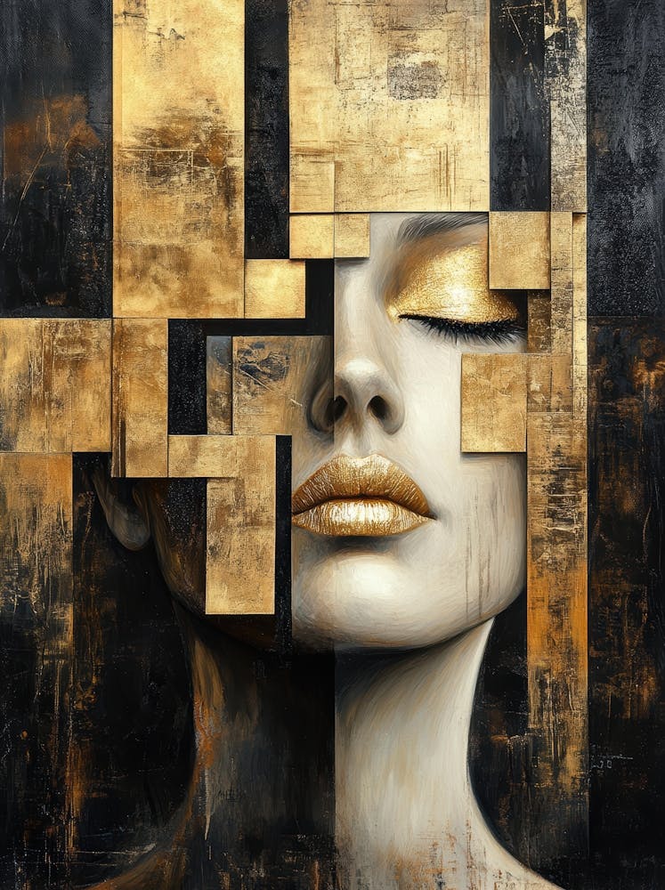 Gold And Black Abstract Painting 138