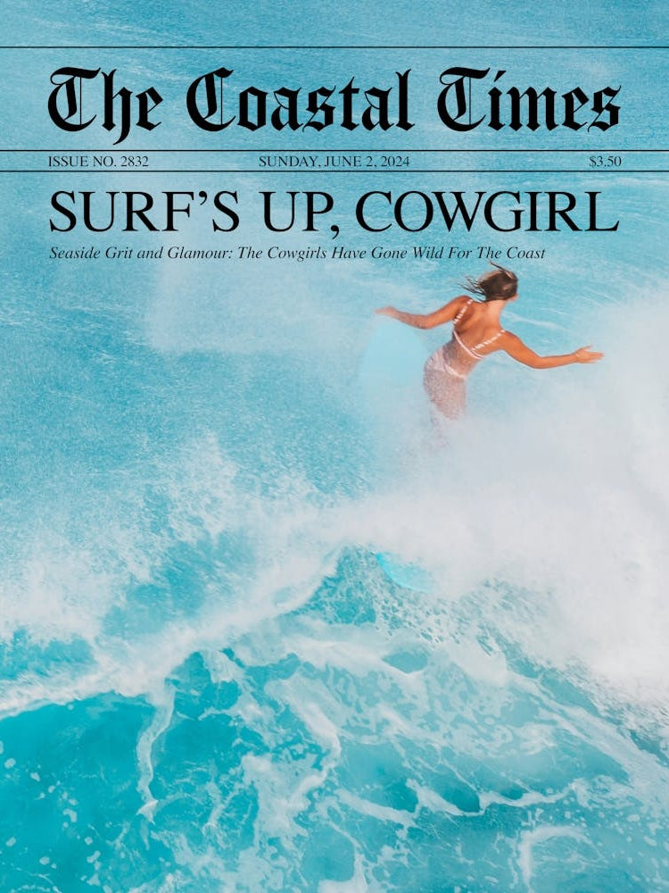 Surfs Up Cowgirl Newspaper - Black Text