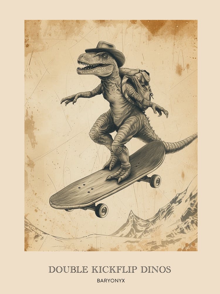 Baryonyx Vintage Dinosaur Poster 2