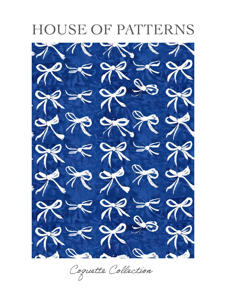 White And Blue Bows 8 Pattern Poster