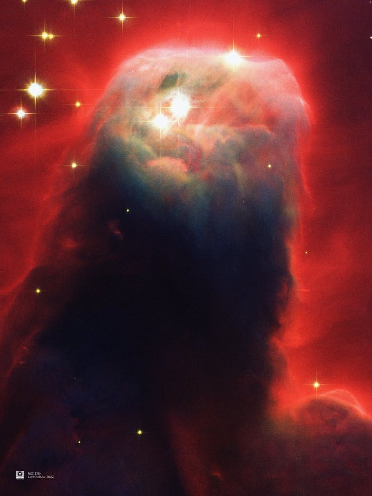 Cone Nebula (2002), NGC 2264 (NASA Hubble Space Telescope) — space poster, science poster, space photo