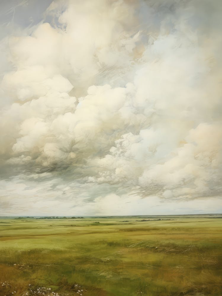 Cloudy Farm Sky Painting