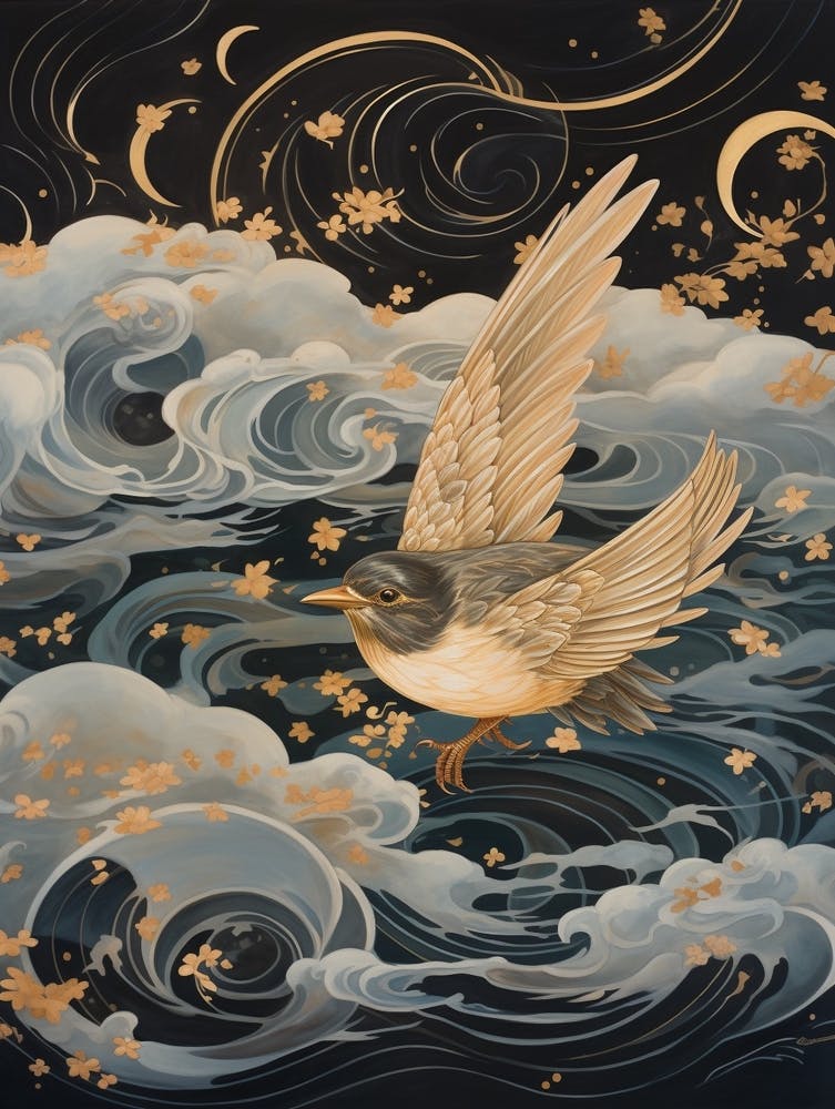 Sparrow 3 Gold Detail Painting