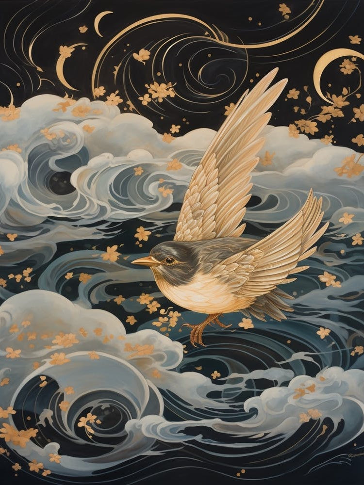 Sparrow 3 Gold Detail Painting