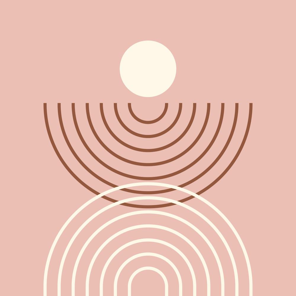 Midcentury Modern Rainbow Arch Sun Abstract A2 In Terracotta Blush Beige 02