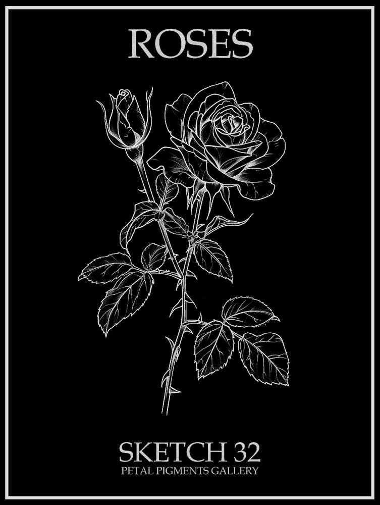 Roses Sketch 32 Poster Inverted