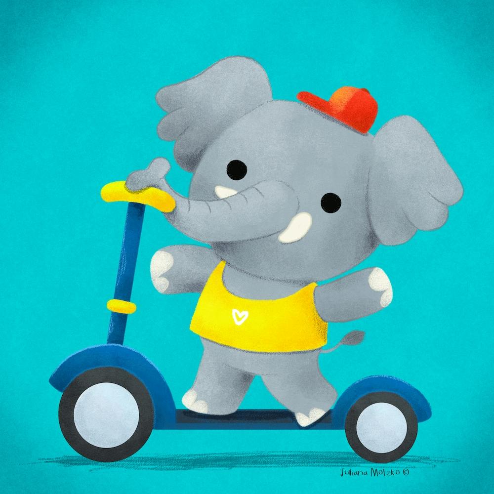 Éléphant à Trottinette