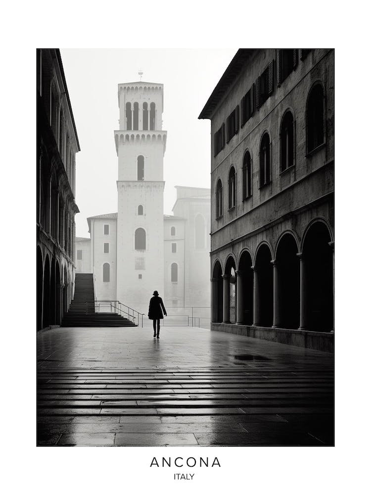 Poster Of Ancona, Italy, Black And White Analogue Photography 4