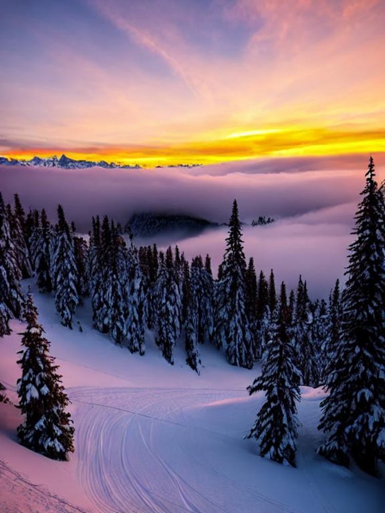 Adelboden, Switzerland Sunrise Skiing Poster